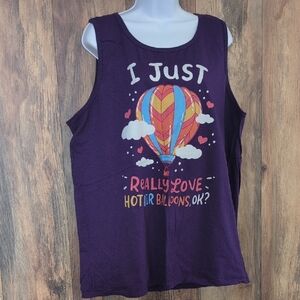 Port Company Purple Graphic Hot Air Balloon Novelty Tank Top XL